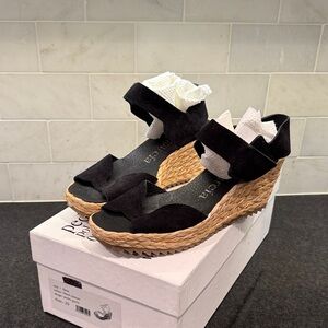Pedro Garcia Black Fama Espadrille Wedge Sandals 39